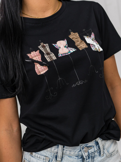 Ženska majica s printom Crna Bolf 97T2111