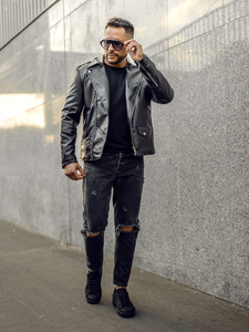 Crna motoristička jakna kožna muška Bolf 11Z8014