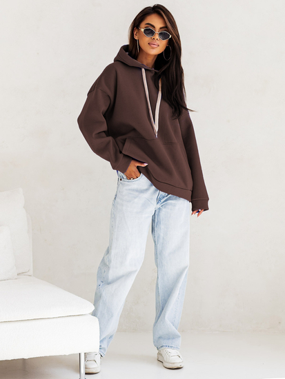 Ženska podstavljena hoodica s kapuljačom čokoladna Bolf 82131