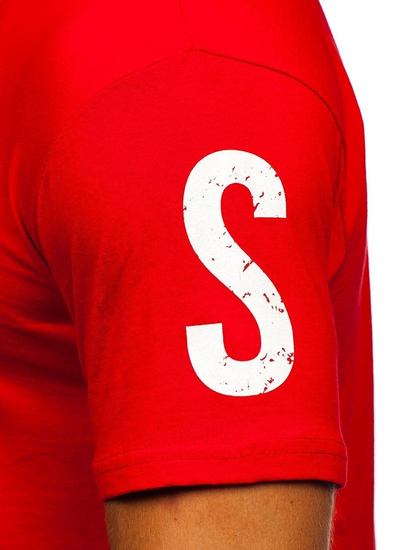 Crvena pamučna muška majica s printom Bolf 1180