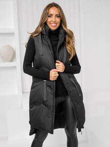 Crni dugi prošiveni ženski prsluk Bolf 5M788