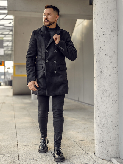 Muški dugi zimski kaput na dvostruko kopčanje Crna Bolf 79B3A2-073