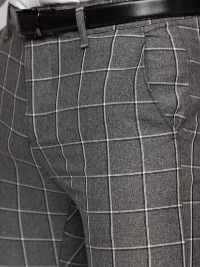 Elegantne muške hlače na kockice Antracit Bolf 0044