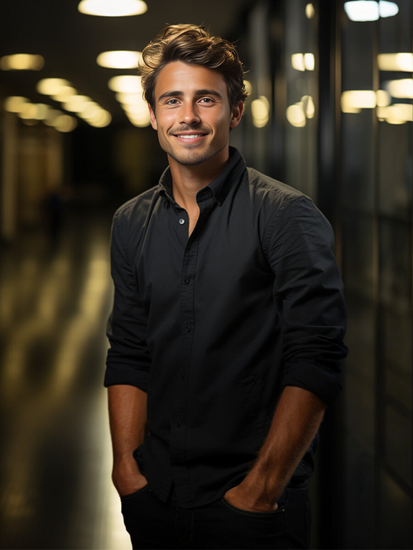 Crna elegantna muška košulja s dugim rukavima Bolf 1703A2