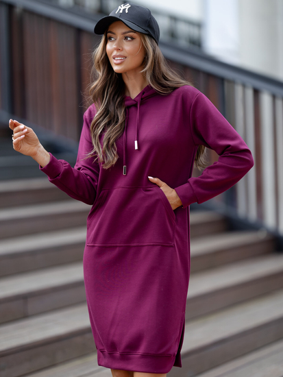 Ženska sportska haljina s kapuljačom bordo Bolf 523
