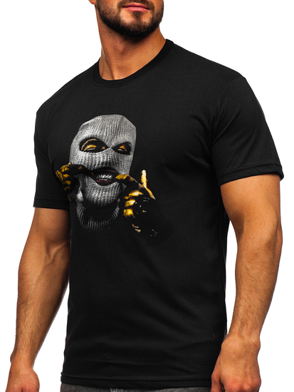 Crna majica muška s printom Bolf 142172