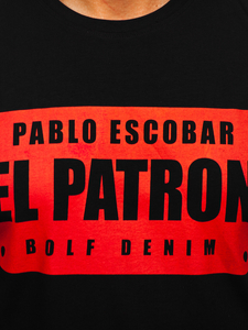 Crna pamučna muška majica s printom Bolf 14402