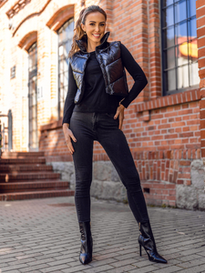 Crni dugi prošiveni prsluk ženski Bolf AG5015