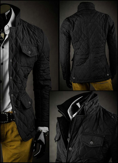 Crna elegantna jakna muška prošivena Bolf 802A