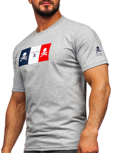 Siva pamučna muška majica s printom Bolf 14784