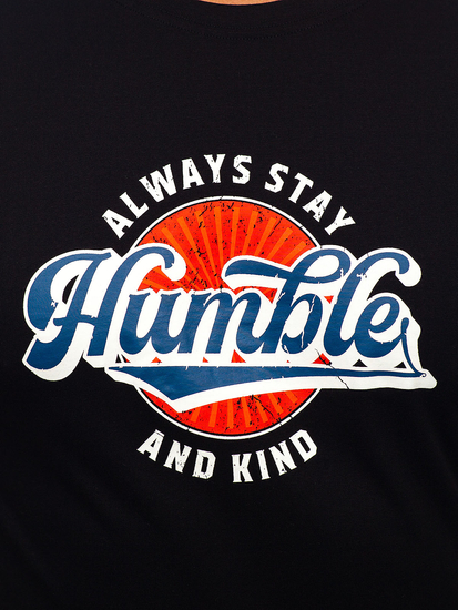 Muška pamučna majica s printom Crna Bolf MPO3531