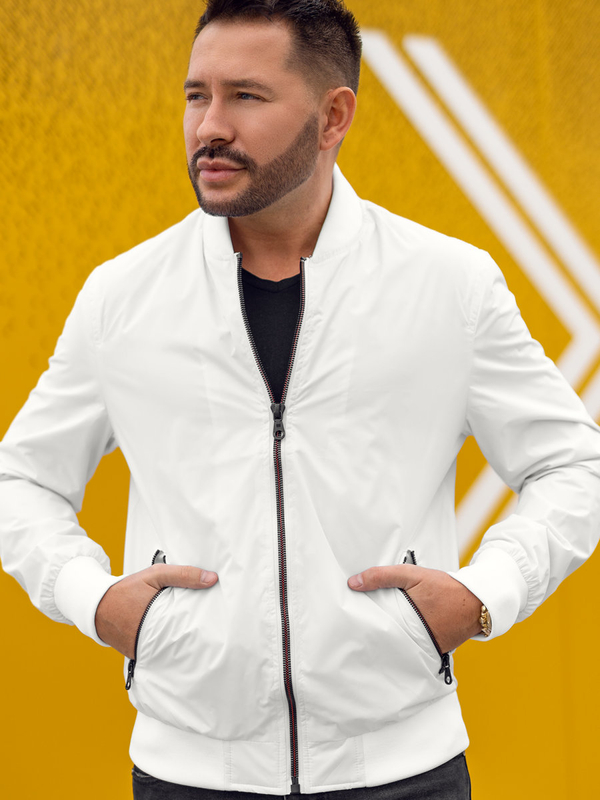 Bijela muška prijelazna jakna bomberka Bolf 7116A
