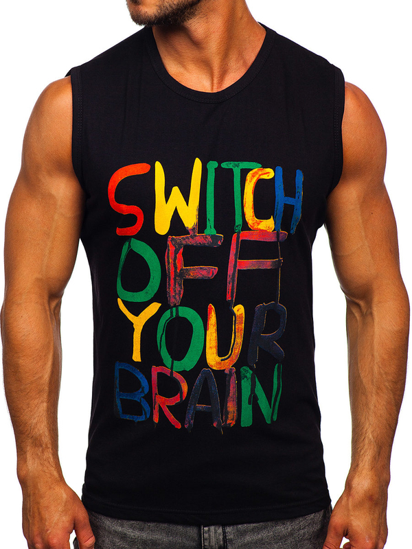 Crna majica tank top s printom Bolf 14803-1