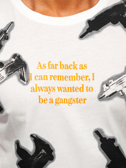 Muška pamučna majica s printom Bijela Bolf MPO3471