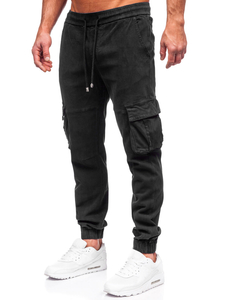 Crne muške traper cargo joggers hlače Bolf MP0105N