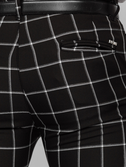 Crne muške karirane chino hlače Bolf 0046