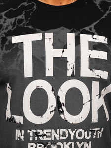 Muška crna pamučna majica s printom Bolf 627