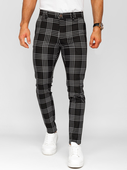 Elegantne muške hlače na kockice Crna Bolf 184160