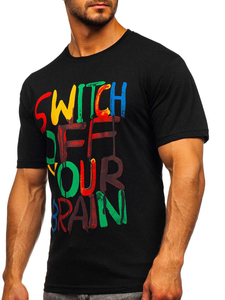 Muška majica s printom crna Bolf 1181