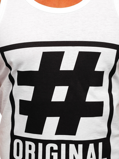 Bijela boxer majica tank top s printom Bolf 14834