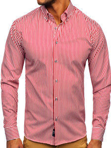 Crvena prugasta košulja muška dugih rukava Bolf 20726