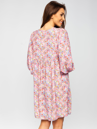 Ljubičasta haljina ženska s cvijetnim uzorkom Bolf 3019