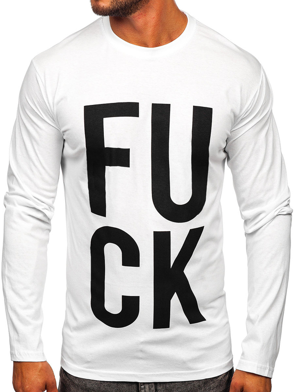 Bijela longsleeve majica muška s printom Bolf 146740