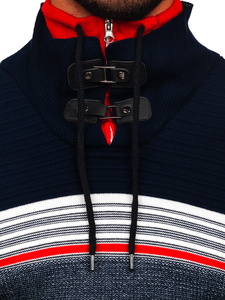 Tamnoplavi džemper muški sa stojećim ovratnikom Bolf 1051