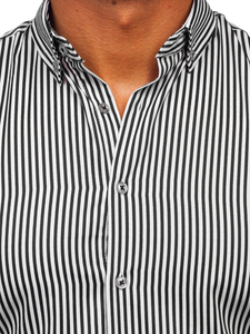 Crna prugasta muška košulja dugih rukava Bolf 22731