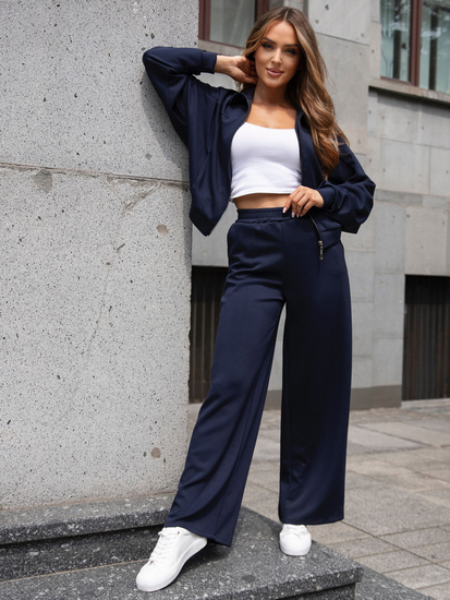 Ženski dvodijelni trenirke komplet na patent tamnoplavi Bolf 821109