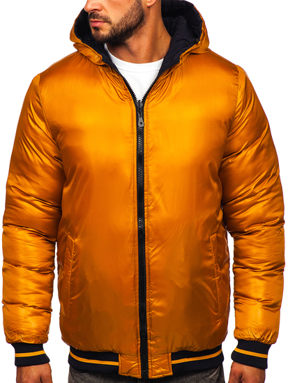 Tamnoplavo-boje devine dlake dvostrana prošivena muška jakna zimska Bolf 7417