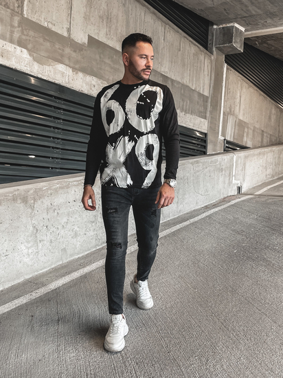 Crna longsleeve majica muška s printom Bolf 146745