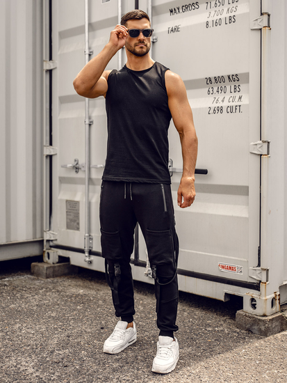 Crna pamučna muška potkošulja bez printa Bolf 1205