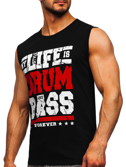 Crna majica tank top s printom Bolf 14810