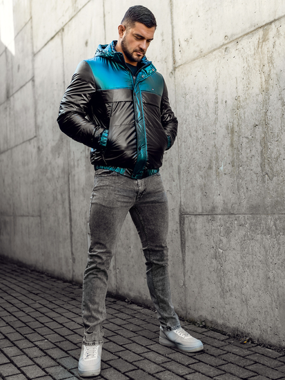 Crna prošivena sportska prijelazna jakna muška  Bolf 2145