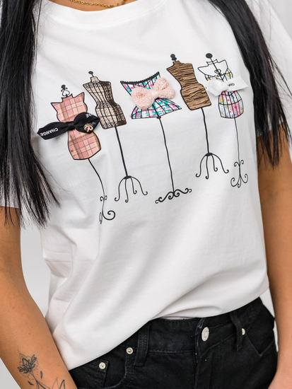 Ženska majica s printom Bijela Bolf 97T2111