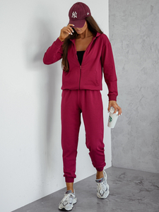 Ženski dvodijelni trenirke komplet s kapuljačom bordo Bolf 821110