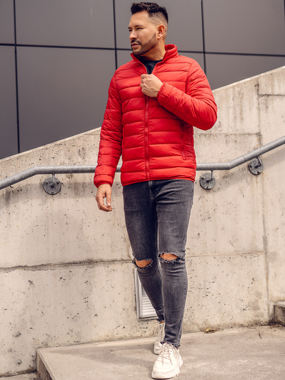 Crvena prijelazna prošivena muška jakna Bolf LY33A