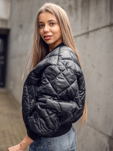 Crna prošivena ženska bomber jakna Bolf J9089
