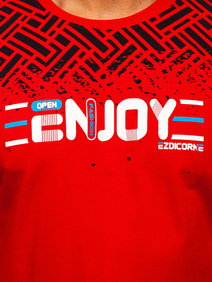 Crvena pamučna muška majica s printom Bolf 14720