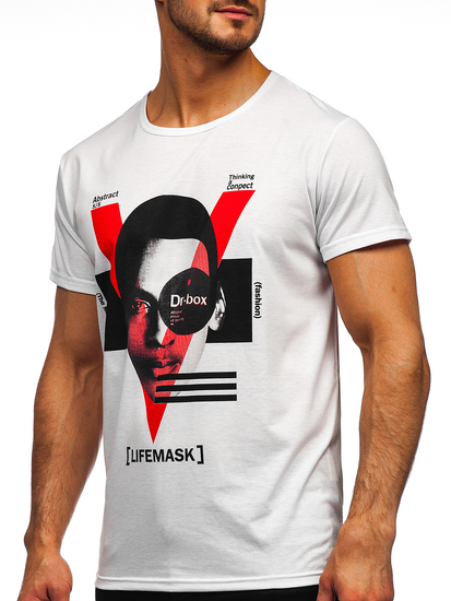 Bijela muška majica s printom Bolf KS2552