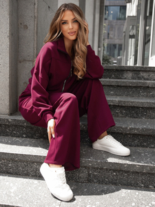 Ženski dvodijelni trenirke komplet na patent bordo Bolf 821109