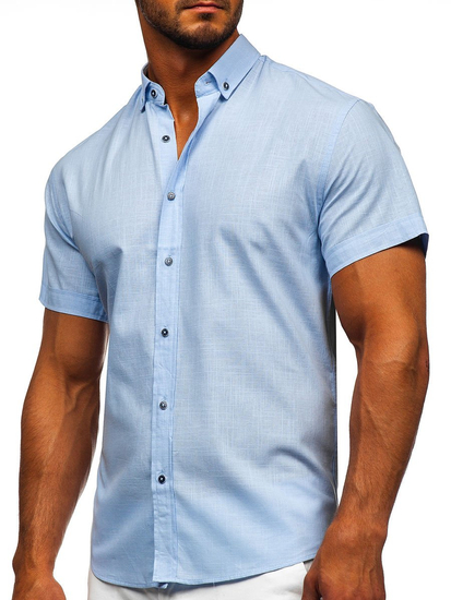 Svijetlosiva pamučna košulja muška kratkih rukava Bolf 20501