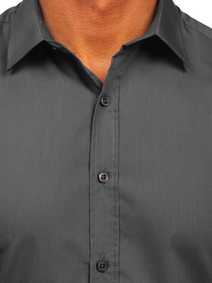 Svijetlografitna elegantna muška košulja s dugim rukavima Bolf 1703