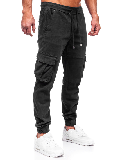 Crne muške traper cargo joggers hlače Bolf MP0105N