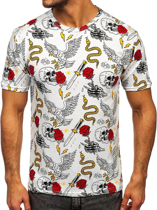 Bijela majica muška s printom Bolf 14900