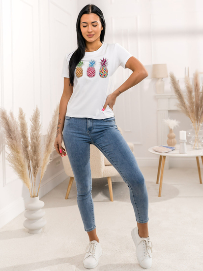 Ženska majica s printom Bijela Bolf 95T2522