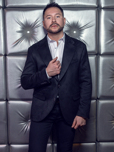 Muška crna baršunasta jakna Bolf 24410