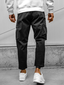 Crne cargo muške hlače od materijala Bolf 77323A