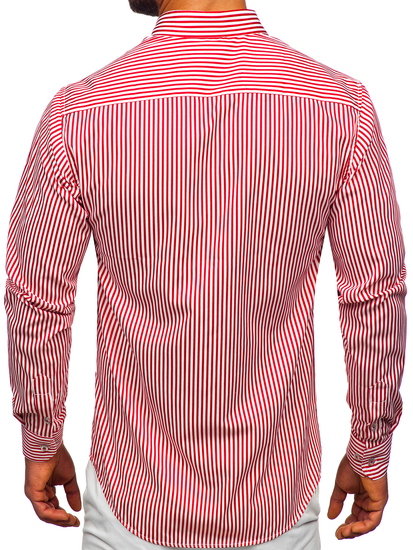 Crvena prugasta muška košulja dugih rukava Bolf 22731